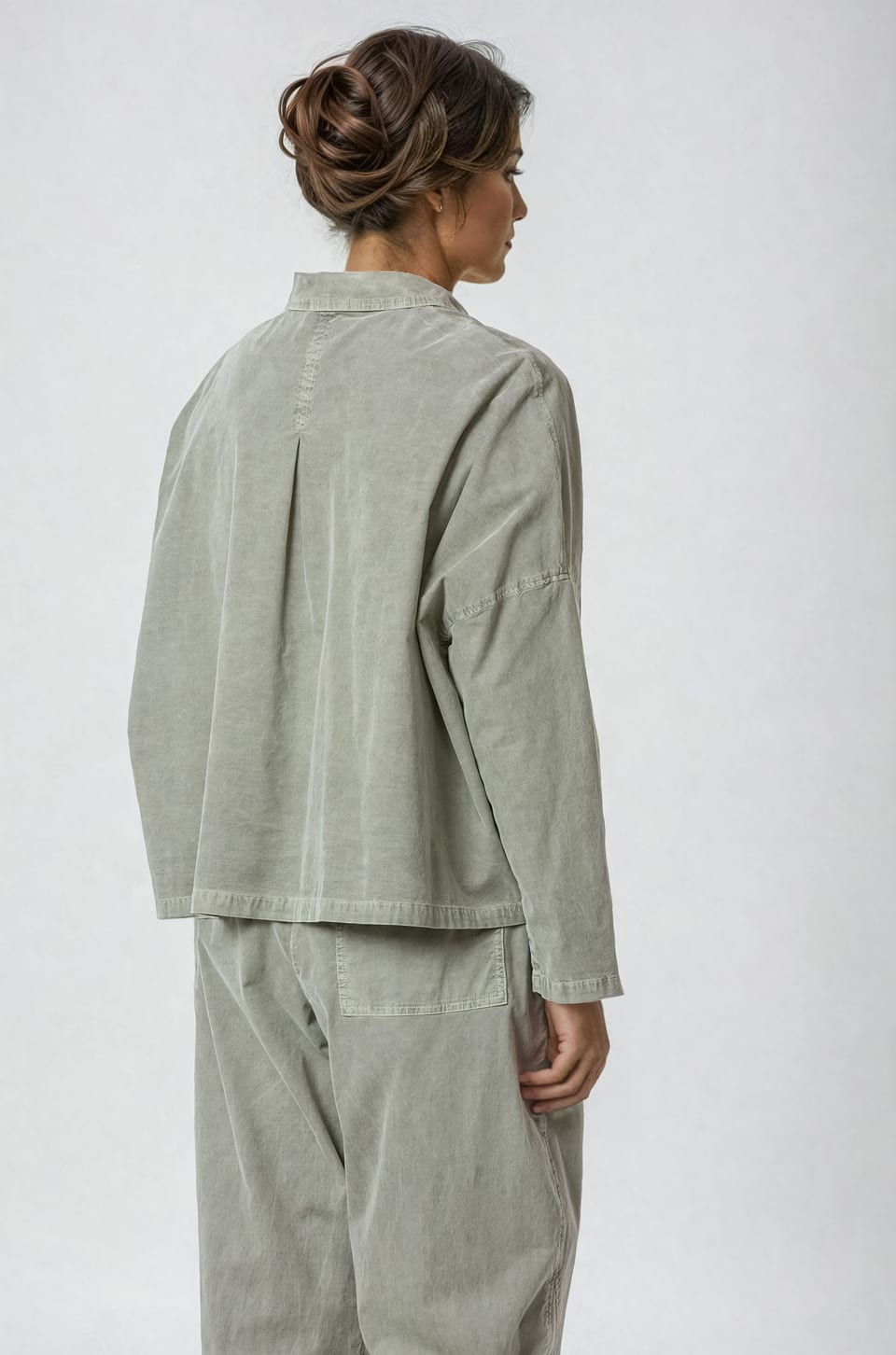 Blouse 420 - Cotton needlecord with stretch - 632HERBAL - 10240710097