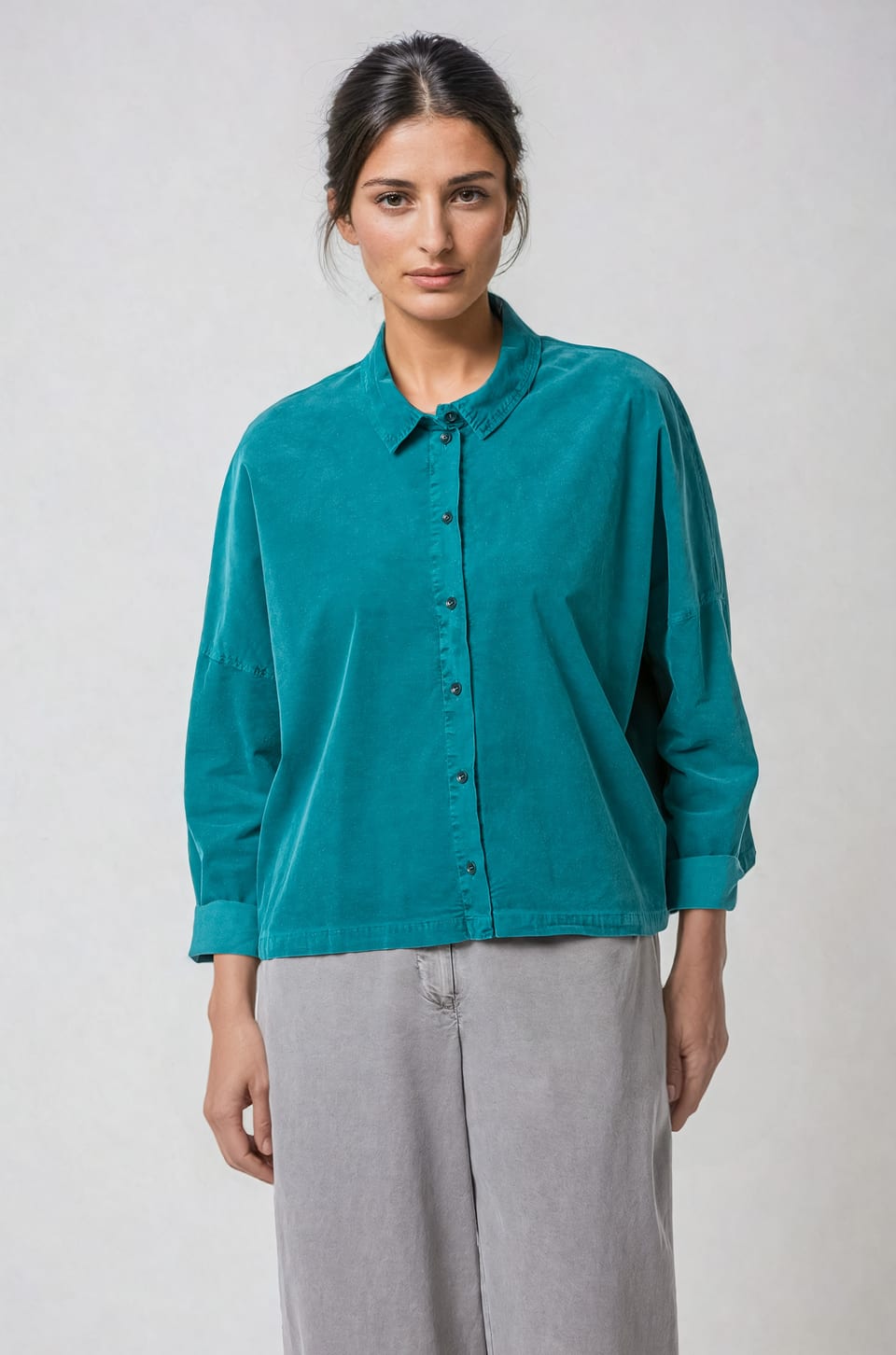 Blouse 420 - Cotton needlecord with stretch - 652AMULET - 10240710097
