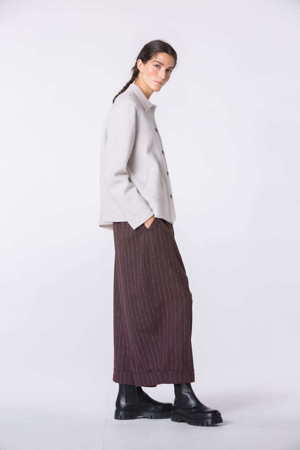 Trousers 427 - Wool blend with ECOVERO™ viscose - 370WINE - 10240710100