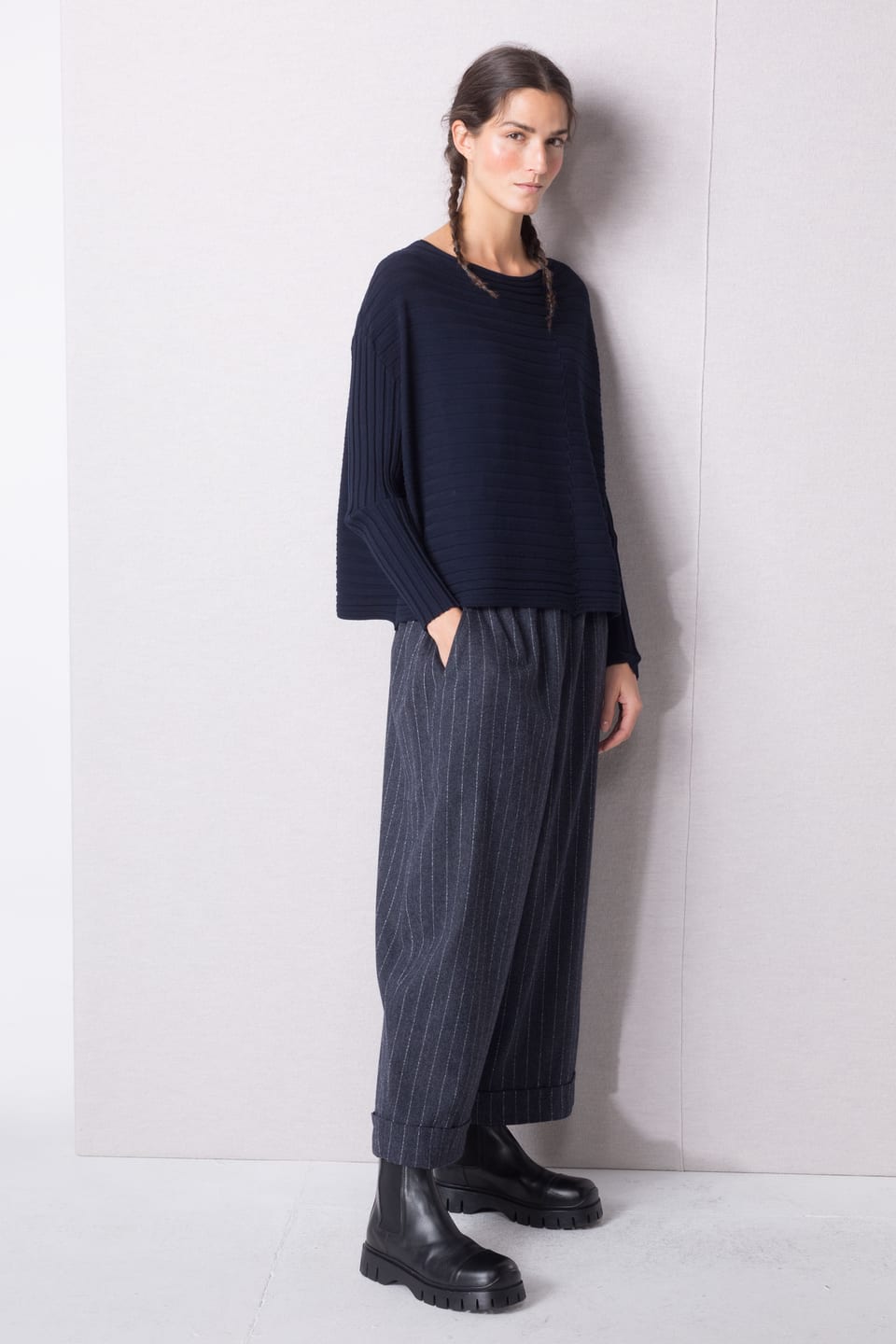 Trousers 427 - Wool blend with ECOVERO™ viscose - 490NAVY - 10240710100
