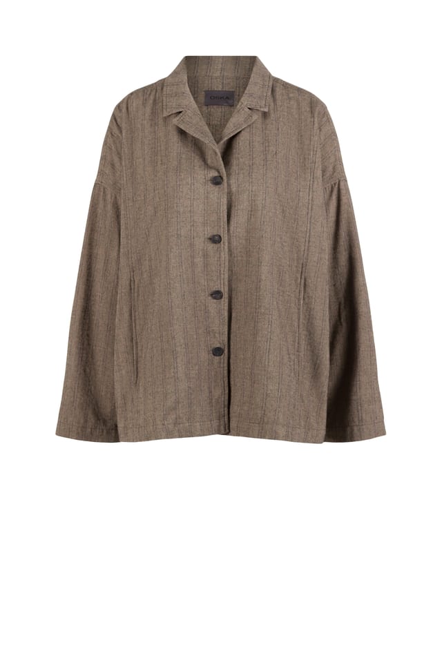 Jacke 419 wash - Baumwoll-Schurwoll Nadelstreifen - 840GREIGE - 10240710104