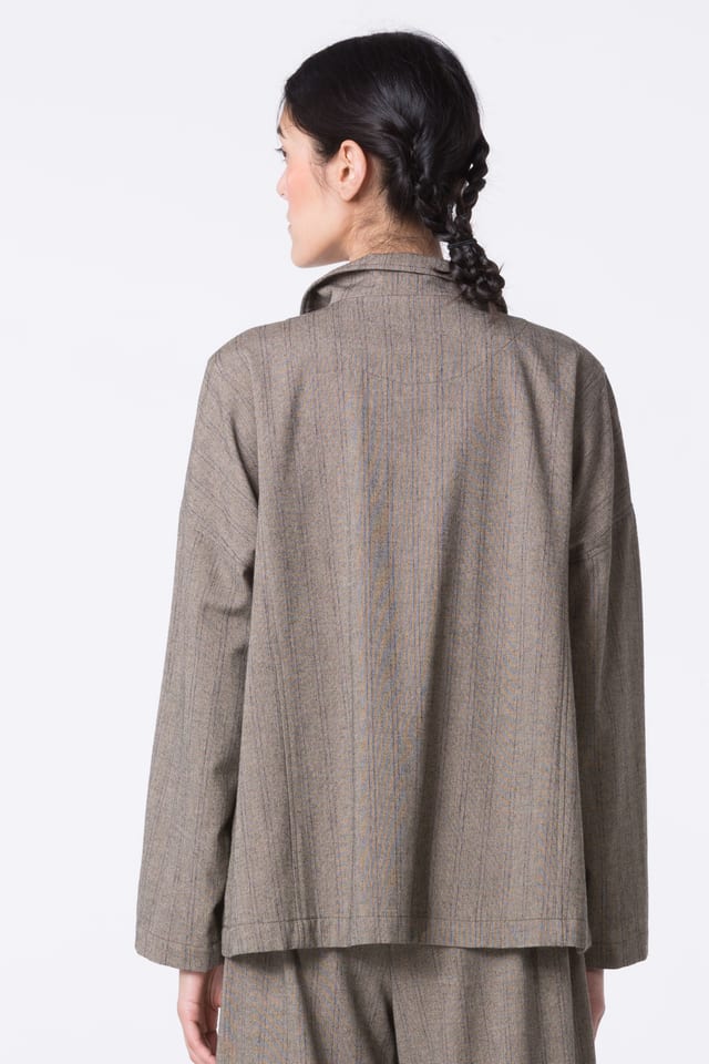 Jacket 419 wash - Cotton virgin wool pinstripes - 840GREIGE - 10240710104