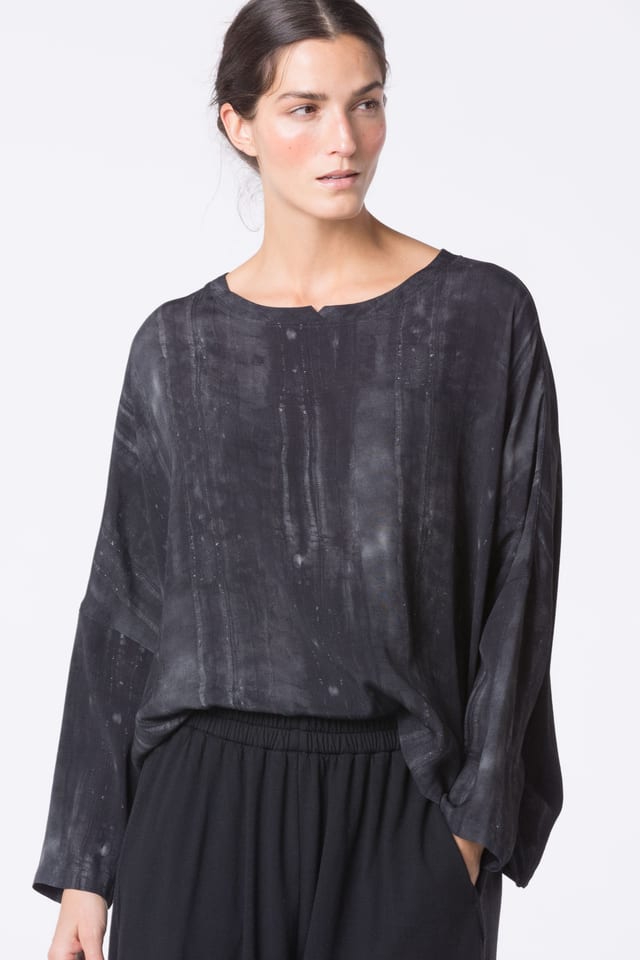Bluse 422 - Druck auf reiner Viskose - 990BLACK - 10240710109