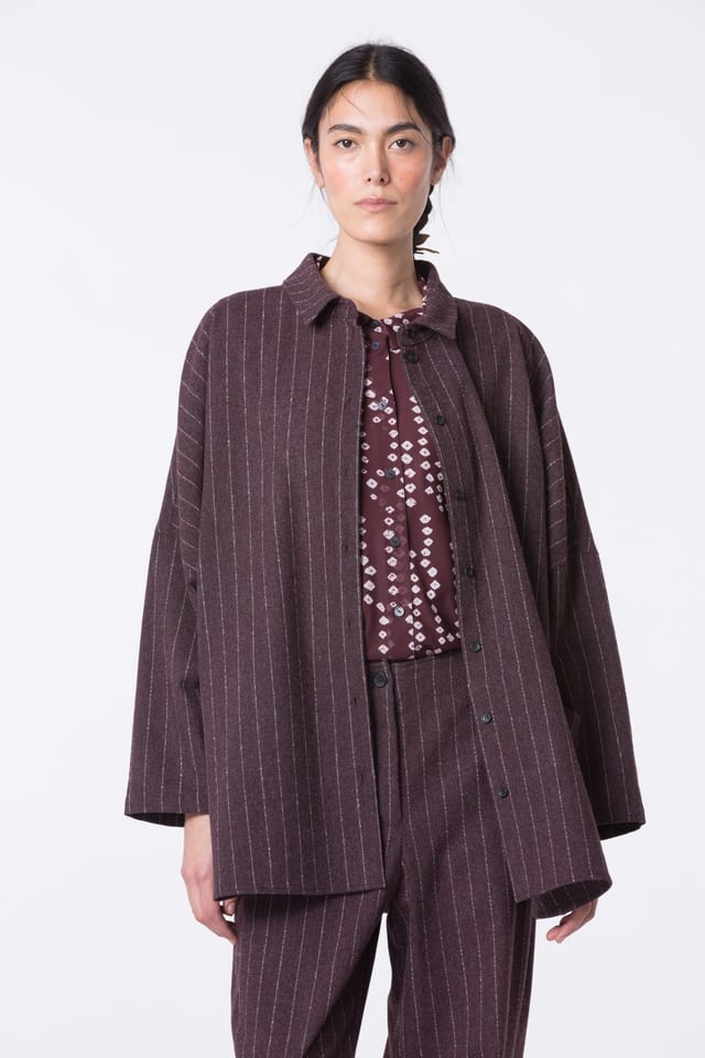Blouse 424 - Wool blend with ECOVERO™ viscose - 370WINE - 10240710111