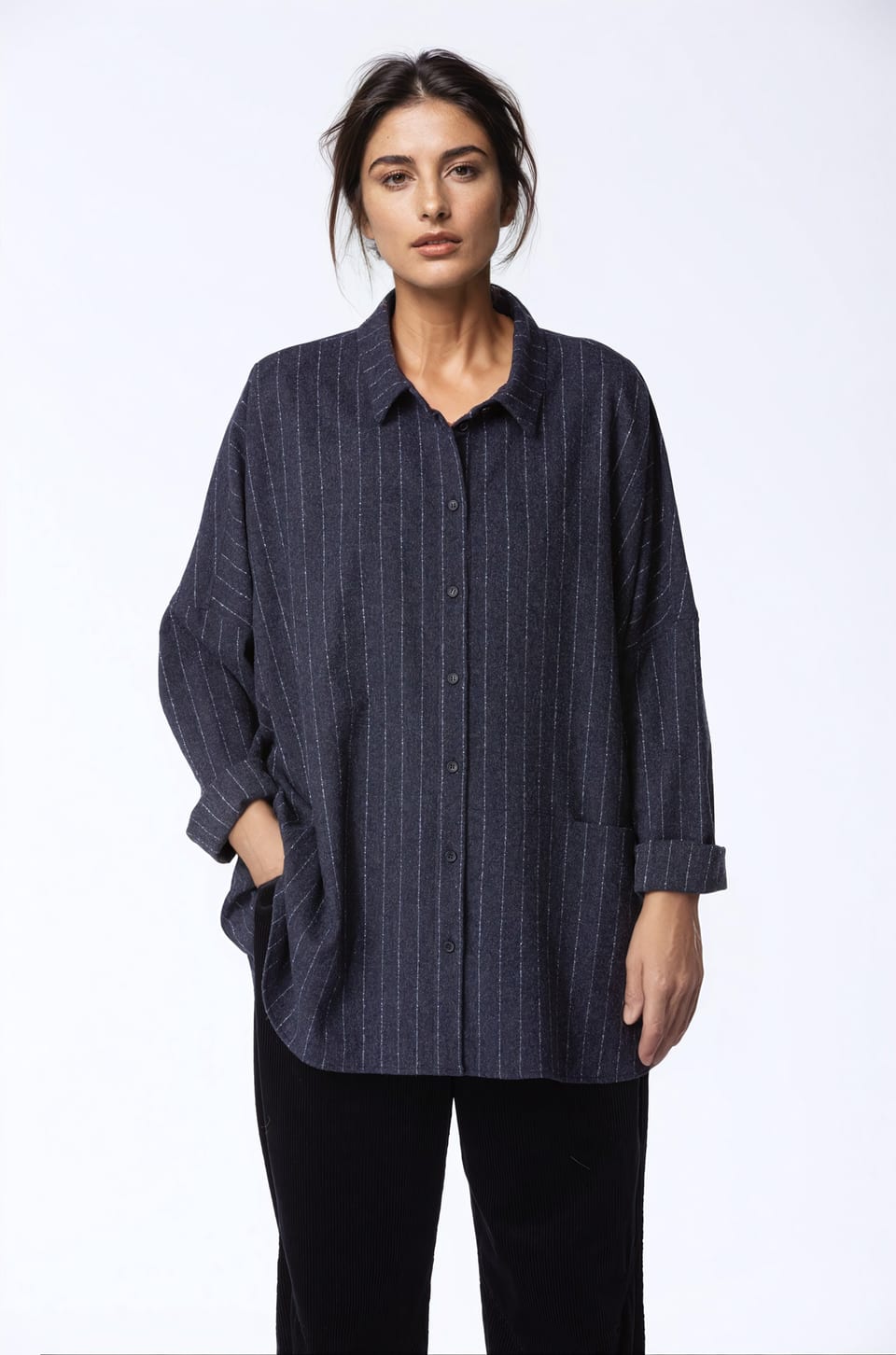 Blouse 424 - Wool blend with ECOVERO™ viscose - 490NAVY - 10240710111