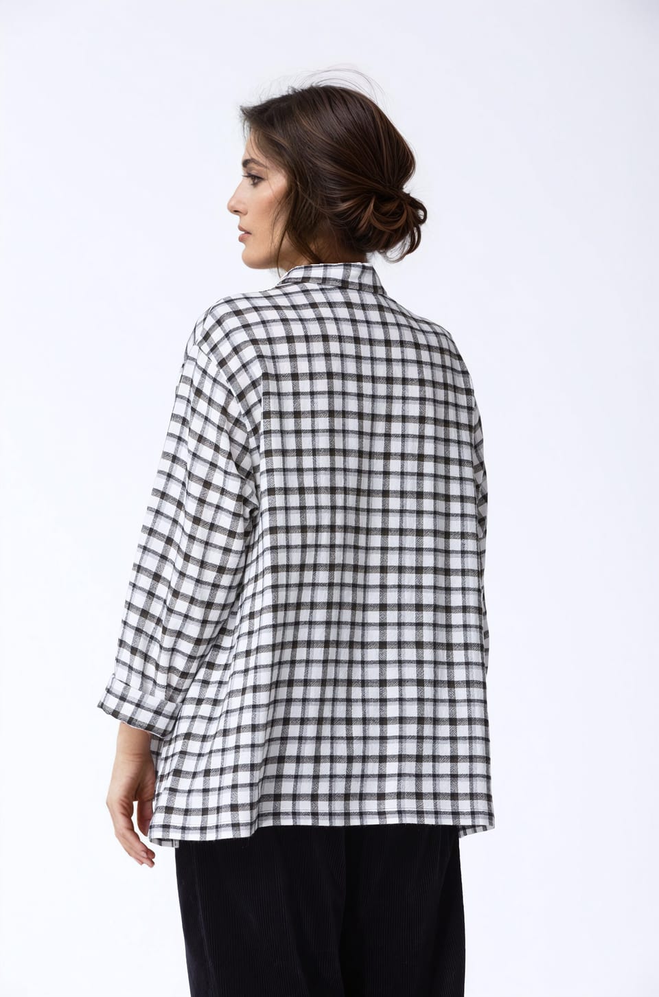 Blouse 425 - Checked wool-viscose blend - 120ECRU - 10240710112
