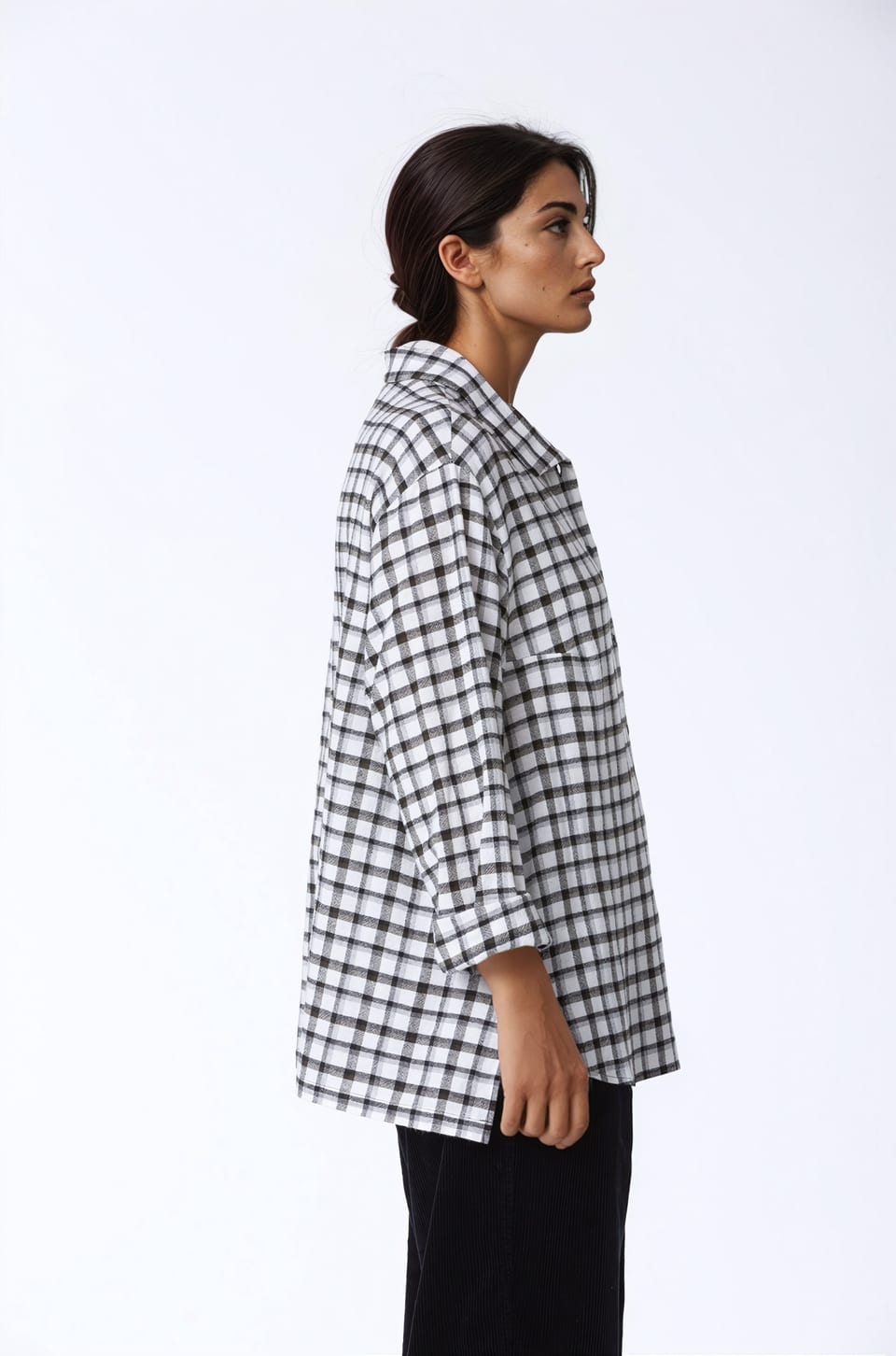 Blouse 425 - Checked wool-viscose blend - 120ECRU - 10240710112