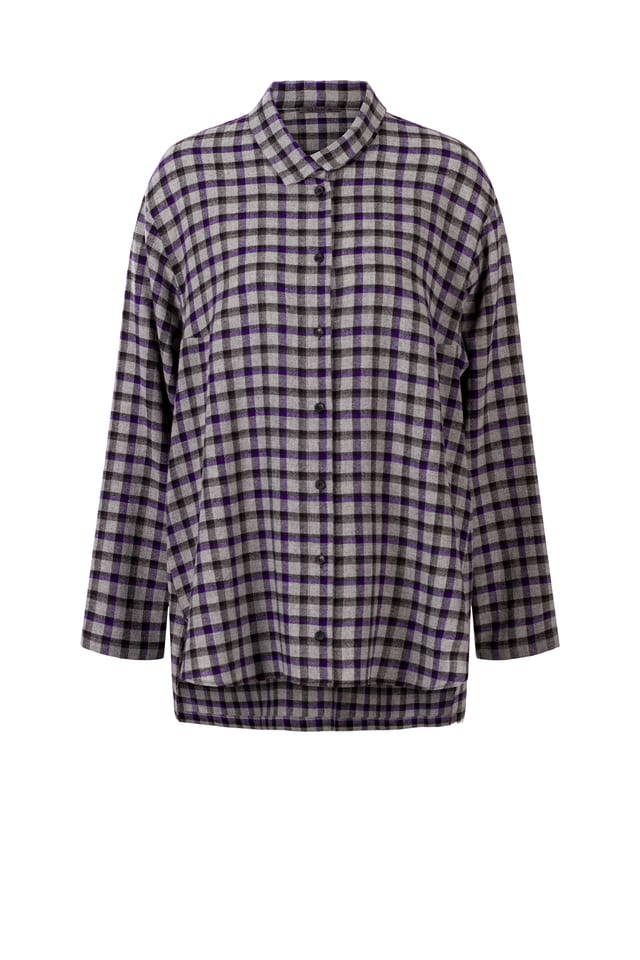 Bluse 425 - Karierte Woll-Viskosemischung - 480ACAI - 10240710112