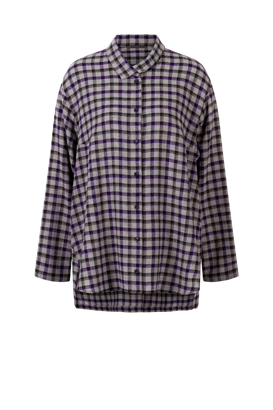 Blouse 425 - Checked wool-viscose blend - 480ACAI - 10240710112