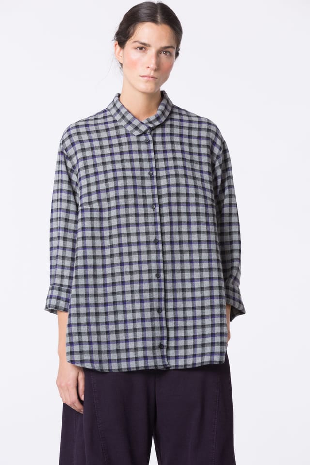 Blouse 425 - Checked wool-viscose blend - 480ACAI - 10240710112