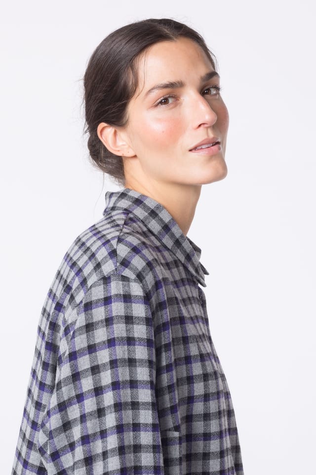 Blouse 425 - Checked wool-viscose blend - 480ACAI - 10240710112