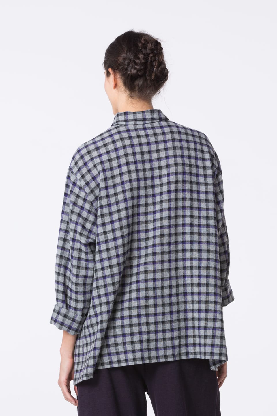 Blouse 425 - Checked wool-viscose blend - 480ACAI - 10240710112