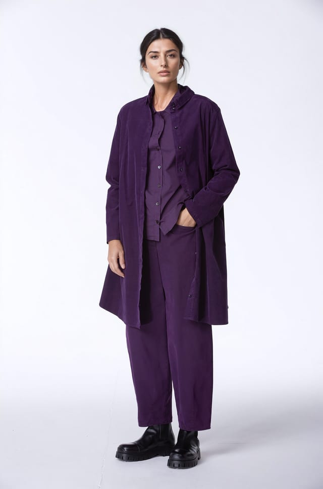 Dress 409 - Cotton needlecord with stretch - 482ACAI - 10240710114