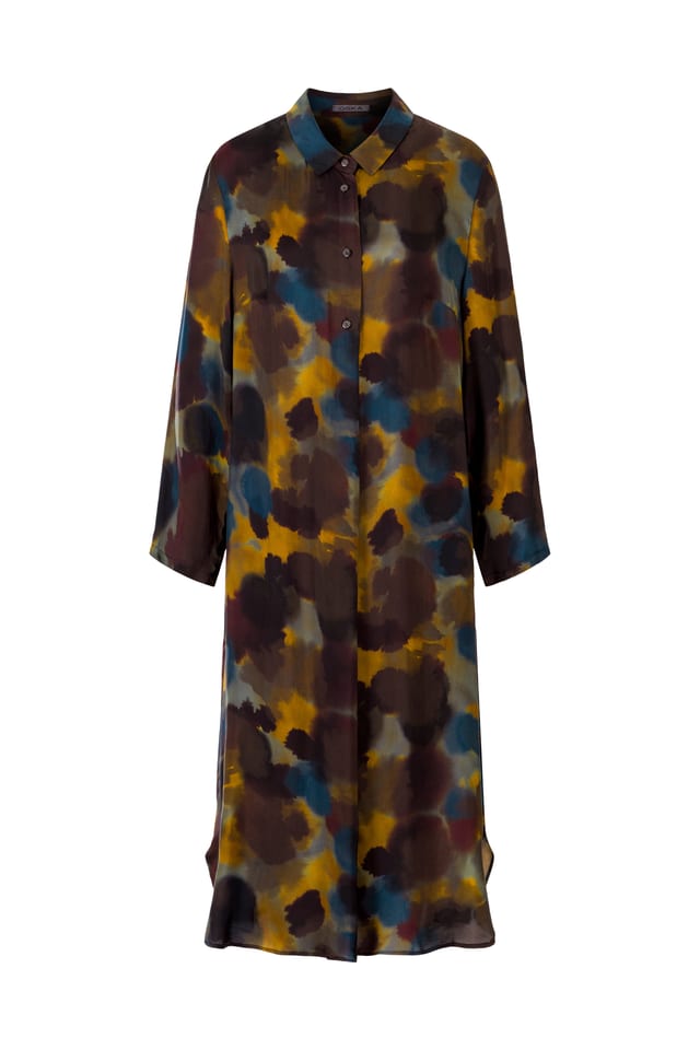 Kleid 411 - Druck auf reinem Cupro - 740BRASS - 10240710116