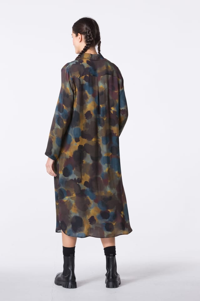 Dress 411 - Printed pure cupro - 740BRASS - 10240710116