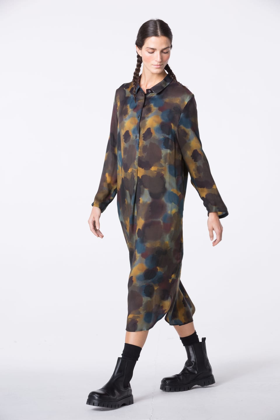 Dress 411 - Printed pure cupro - 740BRASS - 10240710116