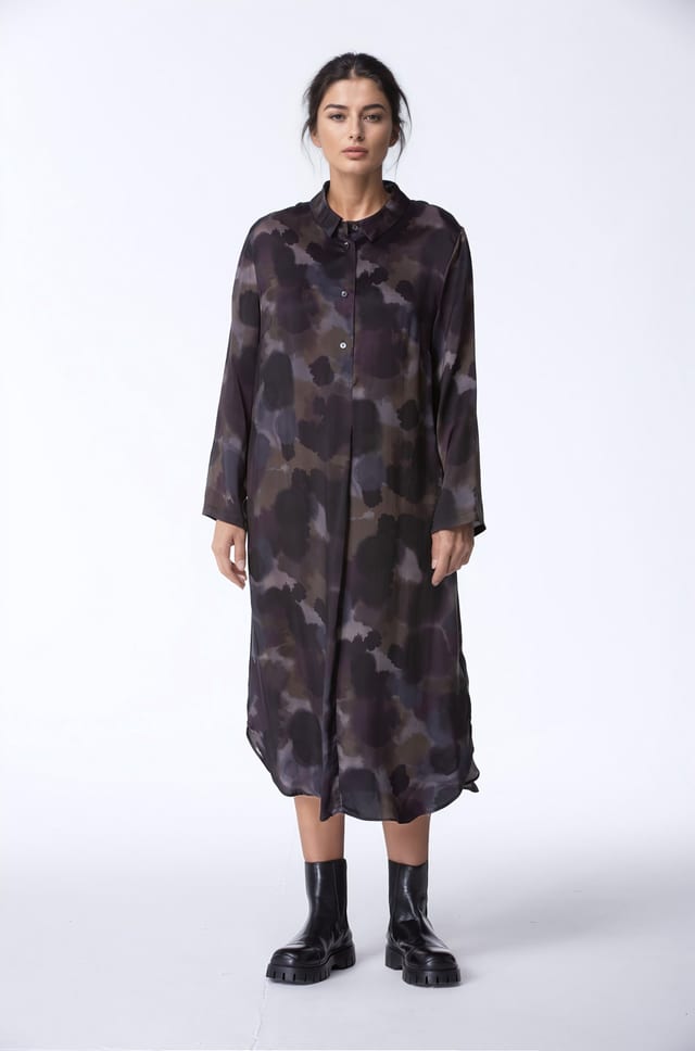 Kleid 411 - Druck auf reinem Cupro - 790YAK - 10240710116