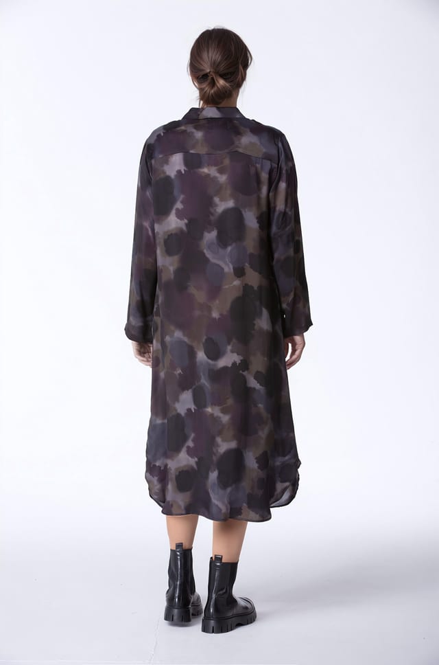 Kleid 411 - Druck auf reinem Cupro - 790YAK - 10240710116