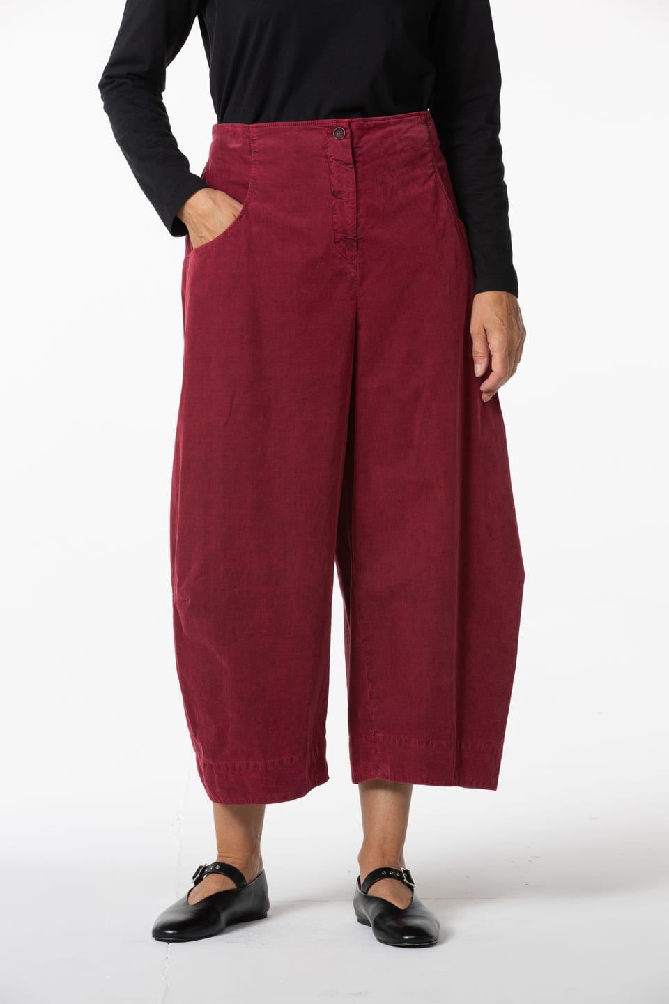 Trousers 430 - Cotton needlecord with stretch - 342GARNET - 10240710118