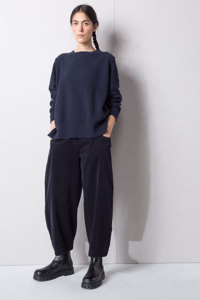 Kalhoty 432 - Manšestr z čisté bavlny - 490NAVY - 10240710120
