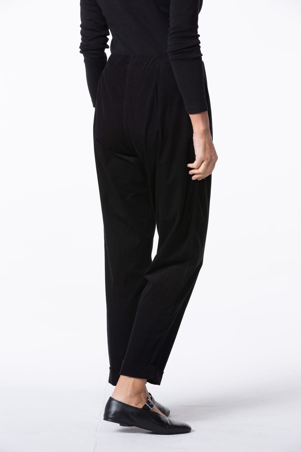 Kalhoty 436 - Bavlněná jehelní šňůra se strečem - 990BLACK - 10240710124