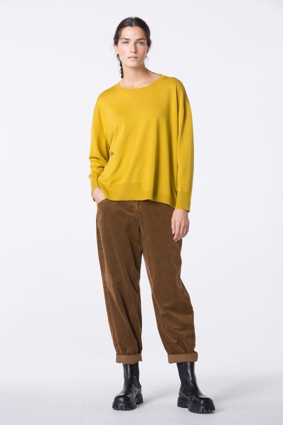 Kalhoty 437 - Manšestr z čisté bavlny - 852SISAL - 10240710125