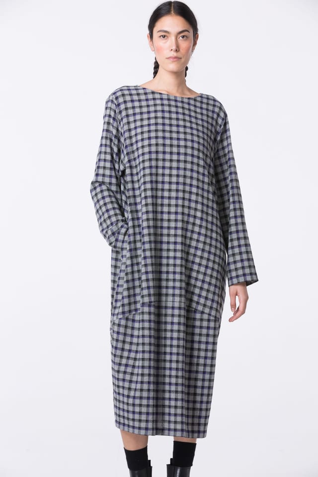 Dress 414 - Checked wool-viscose blend - 480ACAI - 10240710129