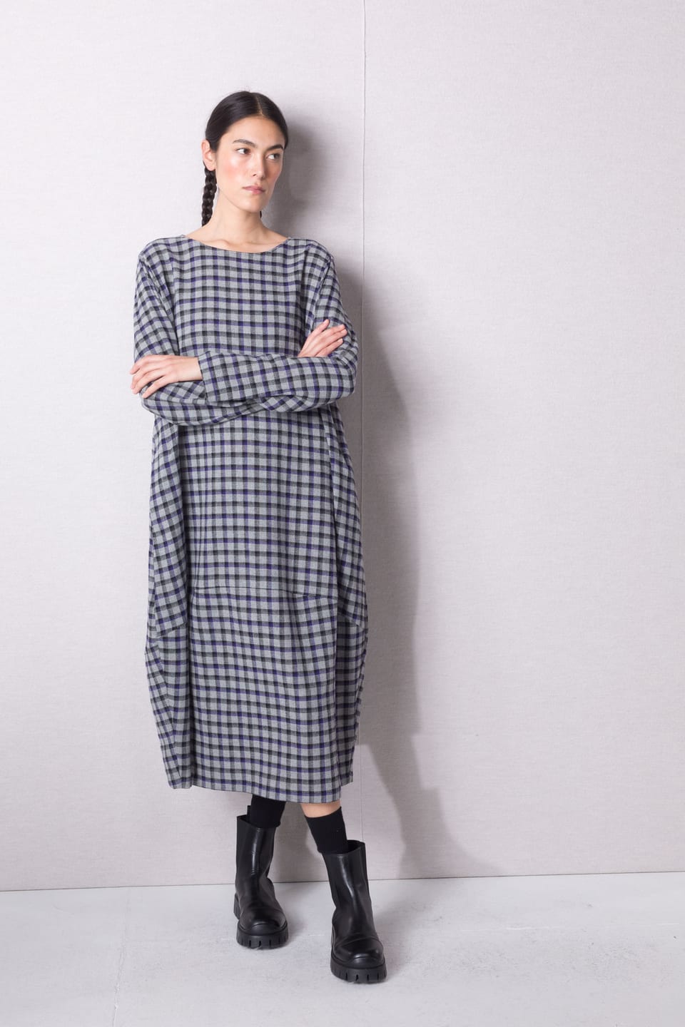 Dress 414 - Checked wool-viscose blend - 480ACAI - 10240710129