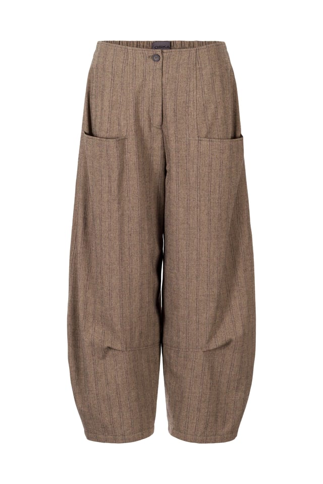 Trousers 441 wash - Cotton virgin wool pinstripes - 840GREIGE - 10240710139