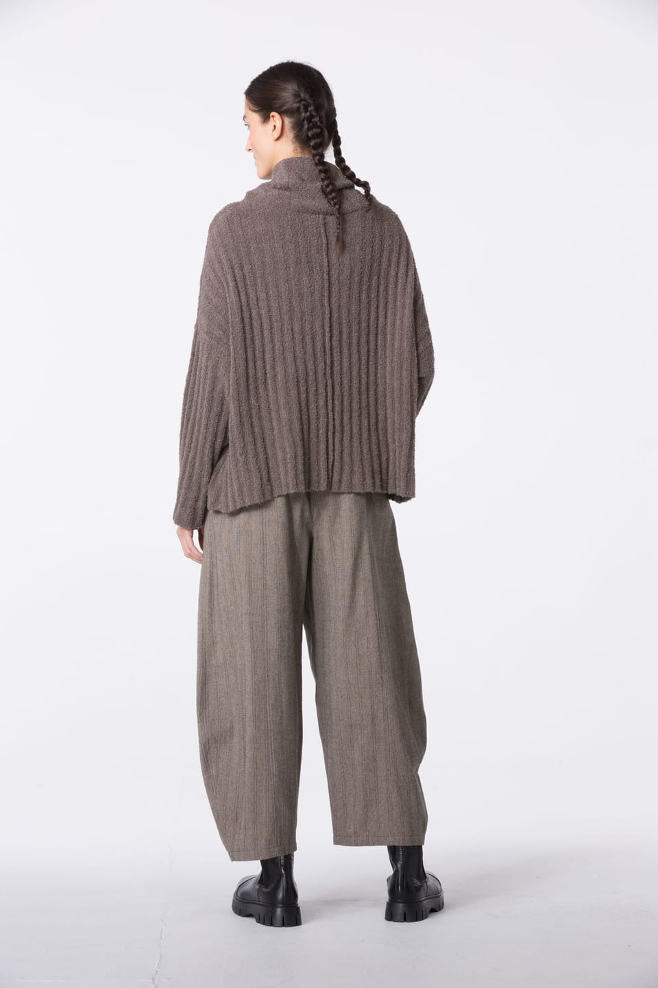 Trousers 441 wash - Cotton virgin wool pinstripes - 840GREIGE - 10240710139