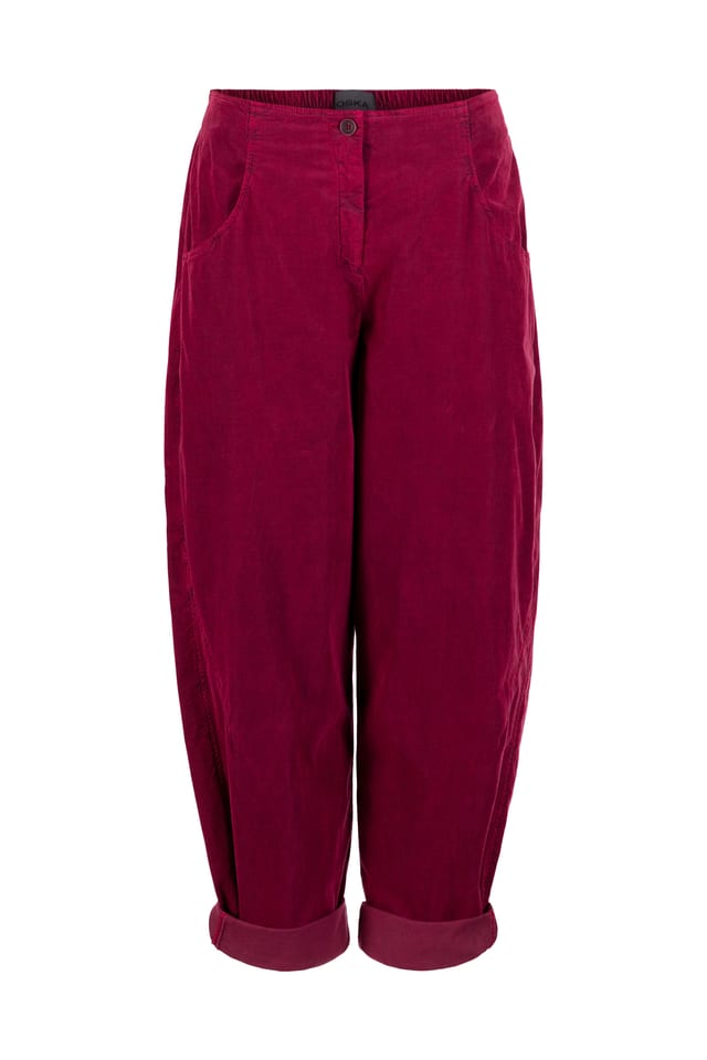 Trousers 444 - Cotton needlecord with stretch - 342GARNET - 10240710142