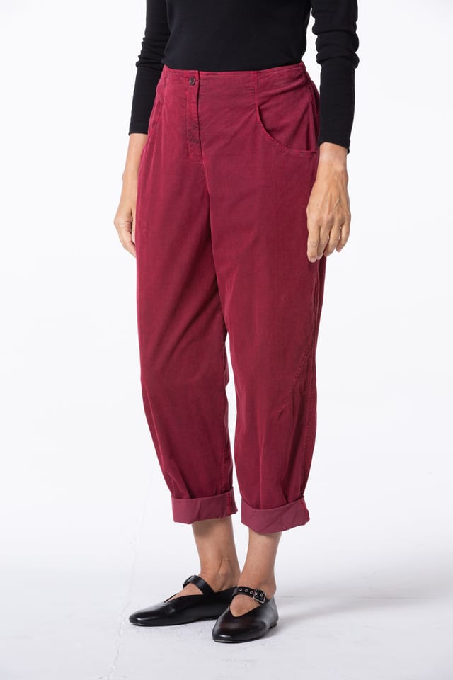 Trousers 444 - Cotton needlecord with stretch - 342GARNET - 10240710142