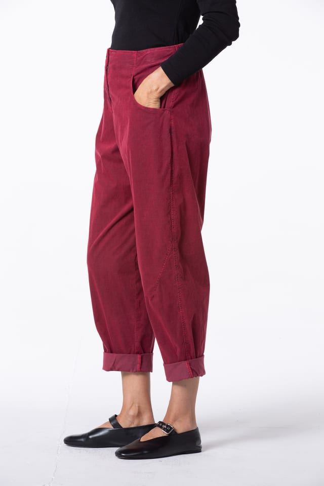 Trousers 444 - Cotton needlecord with stretch - 342GARNET - 10240710142