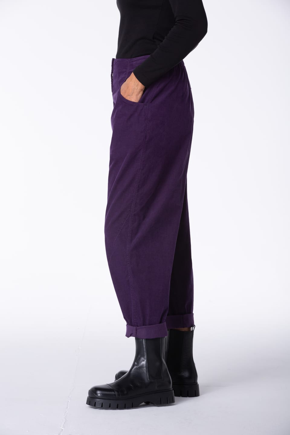 Trousers 444 - Cotton needlecord with stretch - 482ACAI - 10240710142