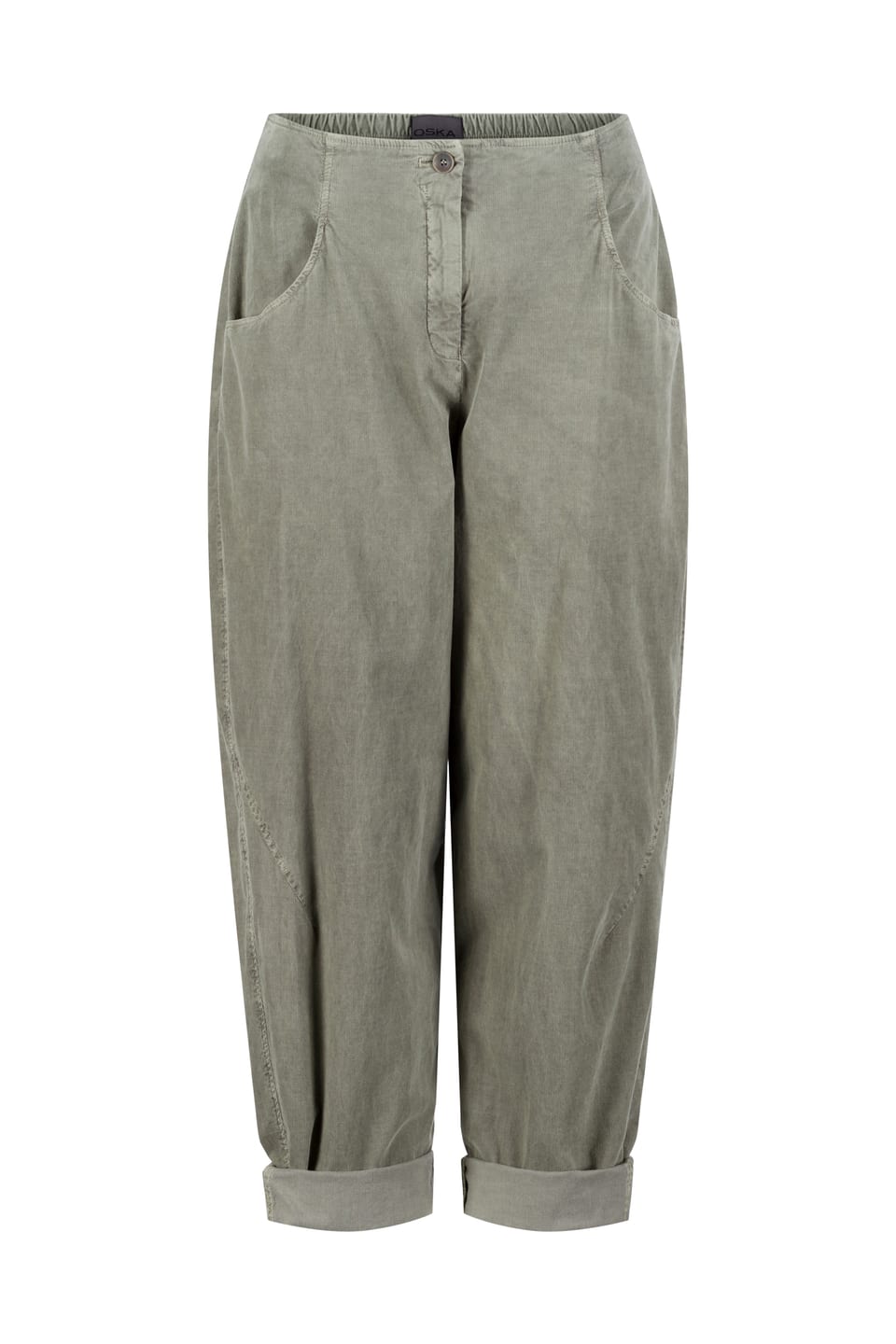 Trousers 444 - Cotton needlecord with stretch - 632HERBAL - 10240710142