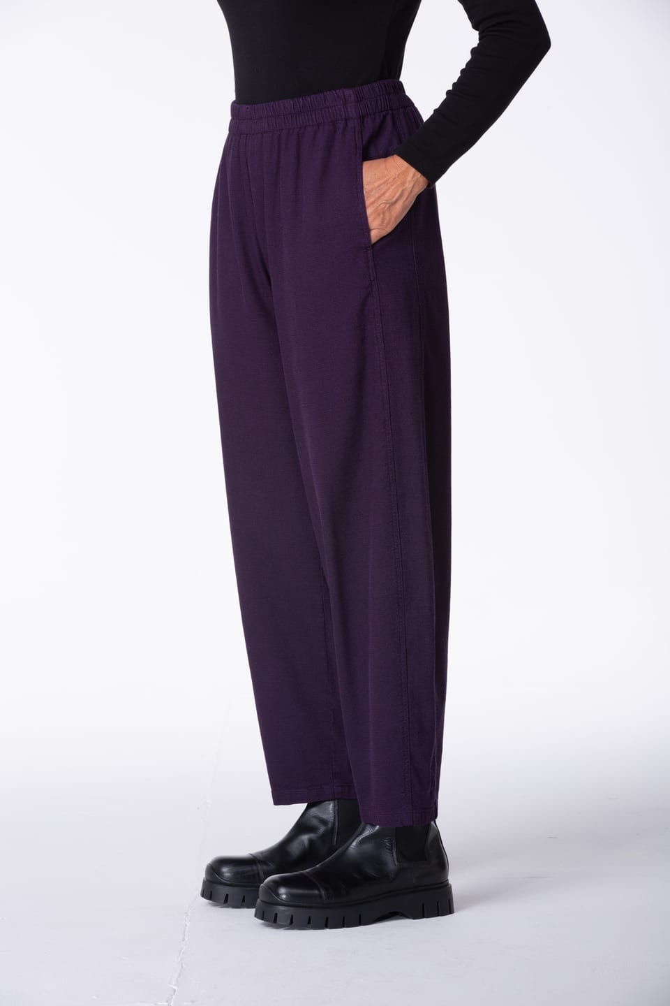 Trousers 447 - Cotton ECOVERO™ viscose blend with stretch - 482ACAI - 10240710145