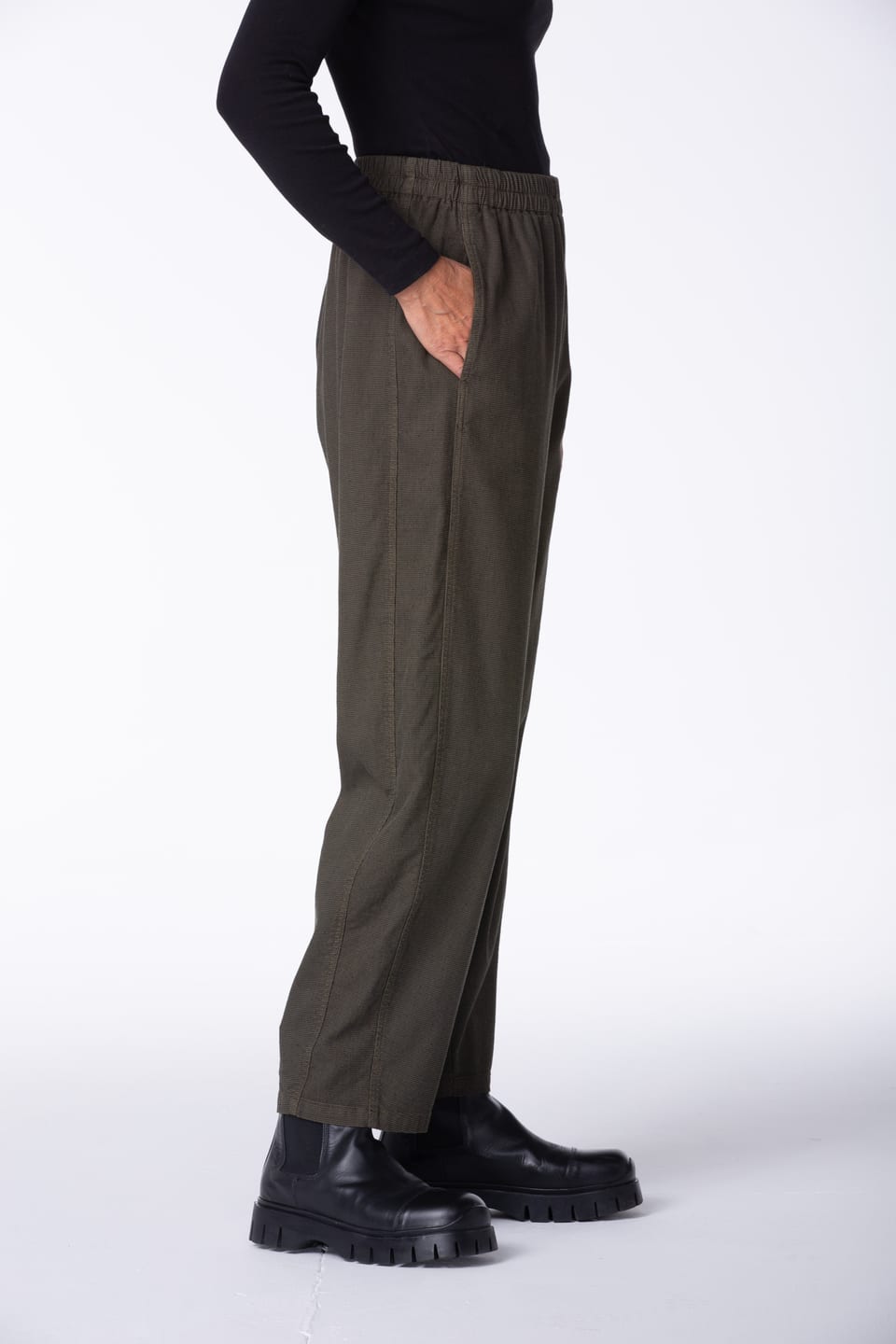 Trousers 447 - Cotton ECOVERO™ viscose blend with stretch - 772LICHEN - 10240710145