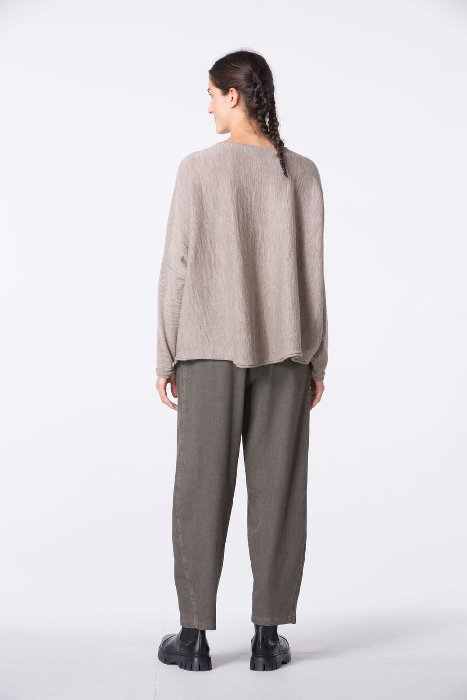 Trousers 447 - Cotton ECOVERO™ viscose blend with stretch - 842GREIGE - 10240710145