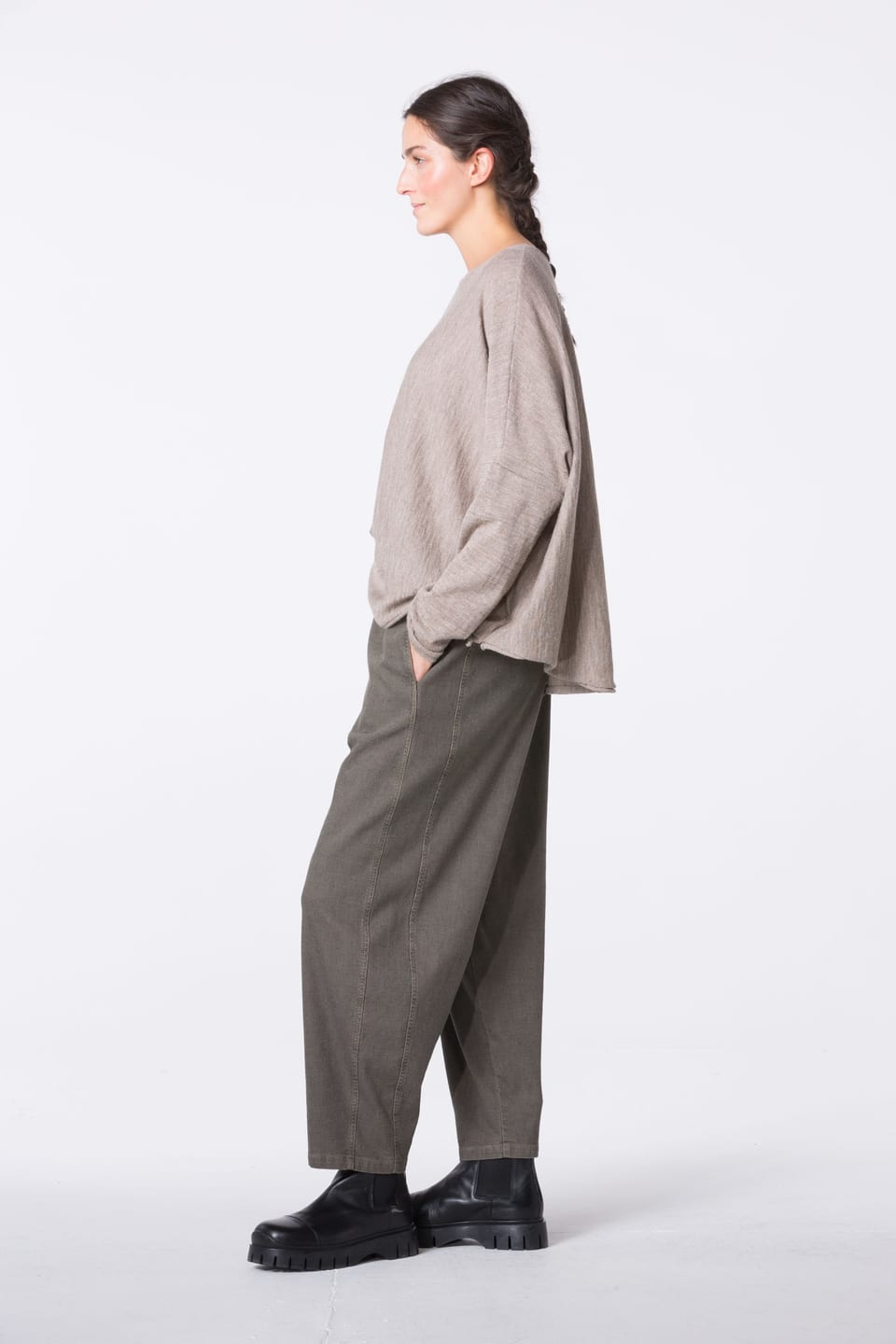 Trousers 447 - Cotton ECOVERO™ viscose blend with stretch - 842GREIGE - 10240710145