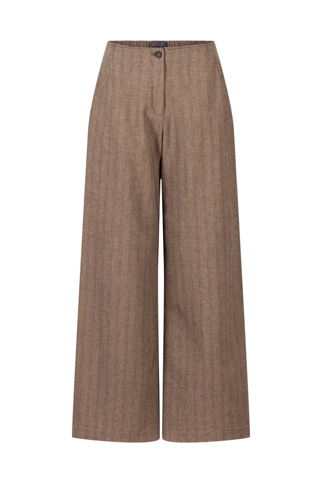 Hose 448 wash - Baumwoll-Schurwoll Nadelstreifen - 840GREIGE - 10240710146