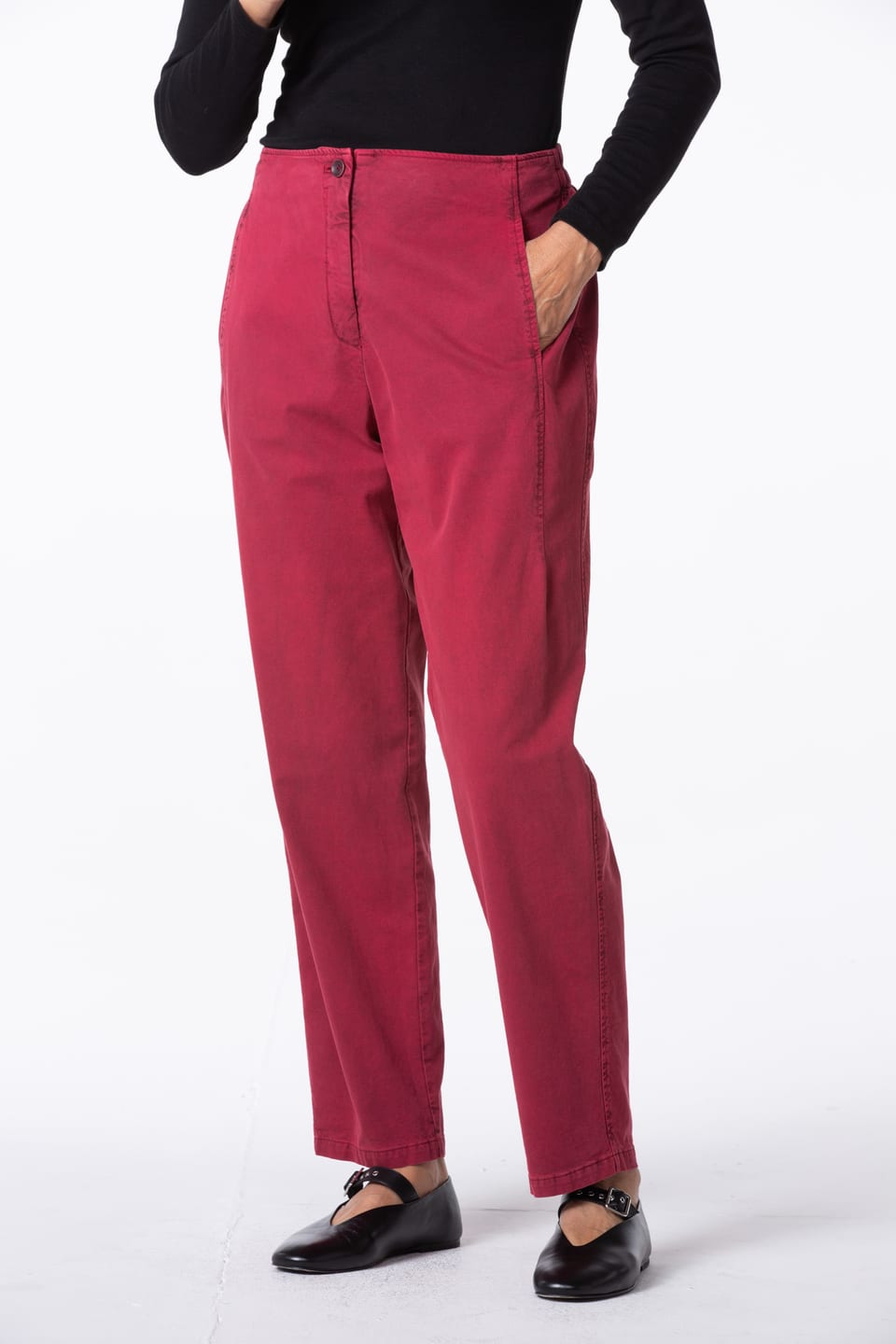 Trousers 449 - TENCEL™ Lyocell - cotton blend with stretch - 342GARNET - 10240710147