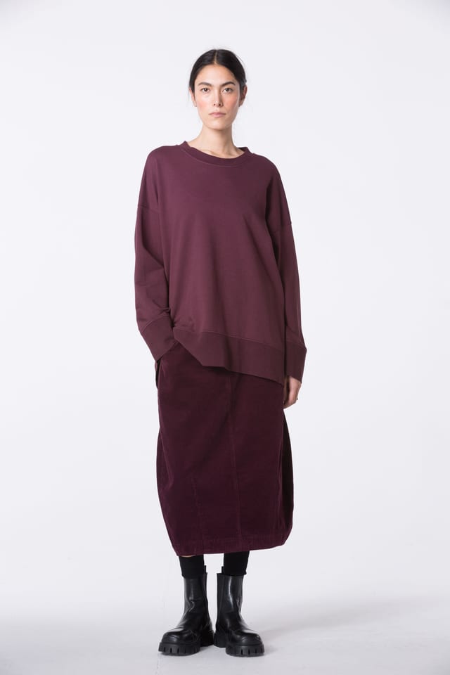 Skirt 403 - Pure cotton corduroy - 372WINE - 10240710148