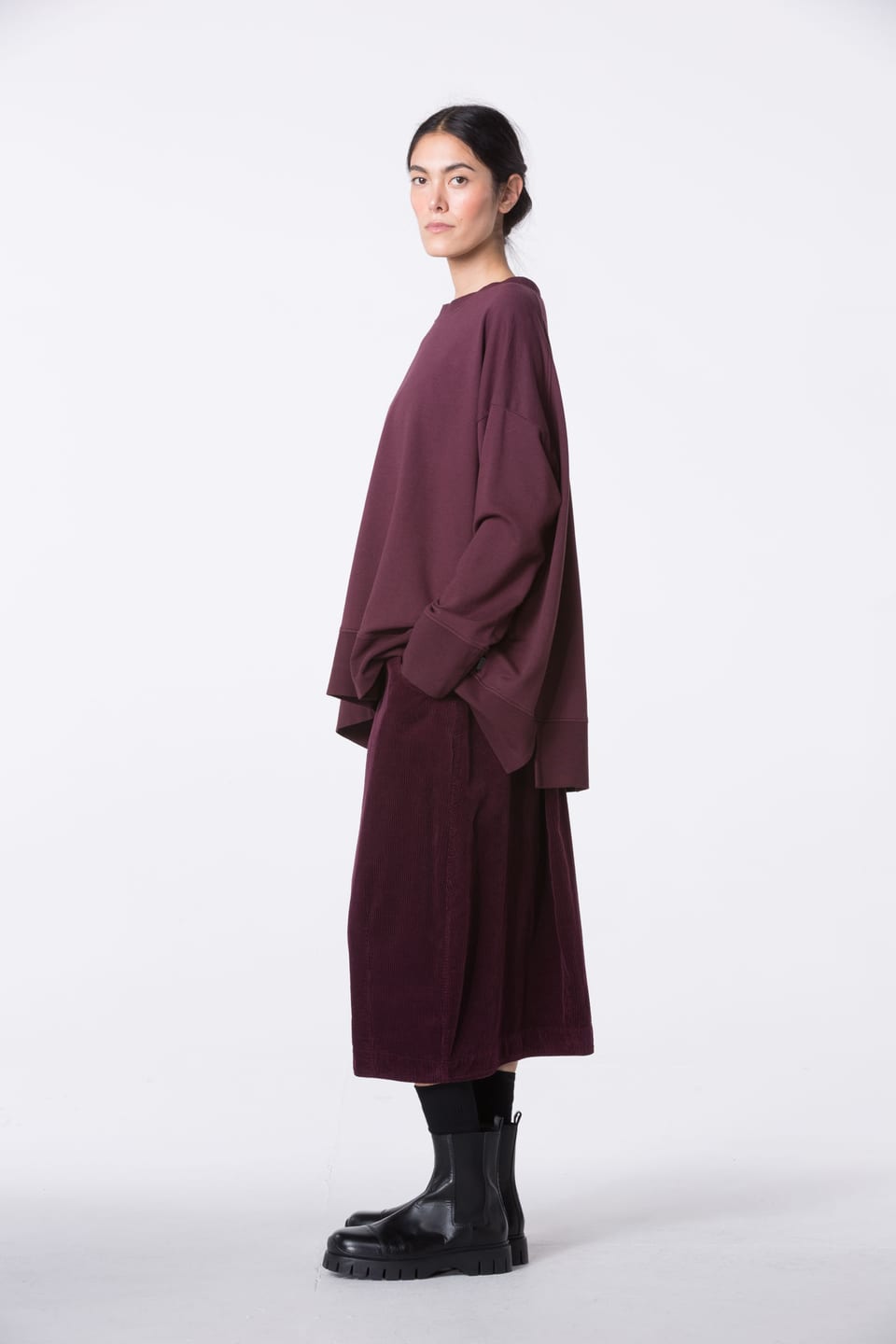 Skirt 403 - Pure cotton corduroy - 372WINE - 10240710148
