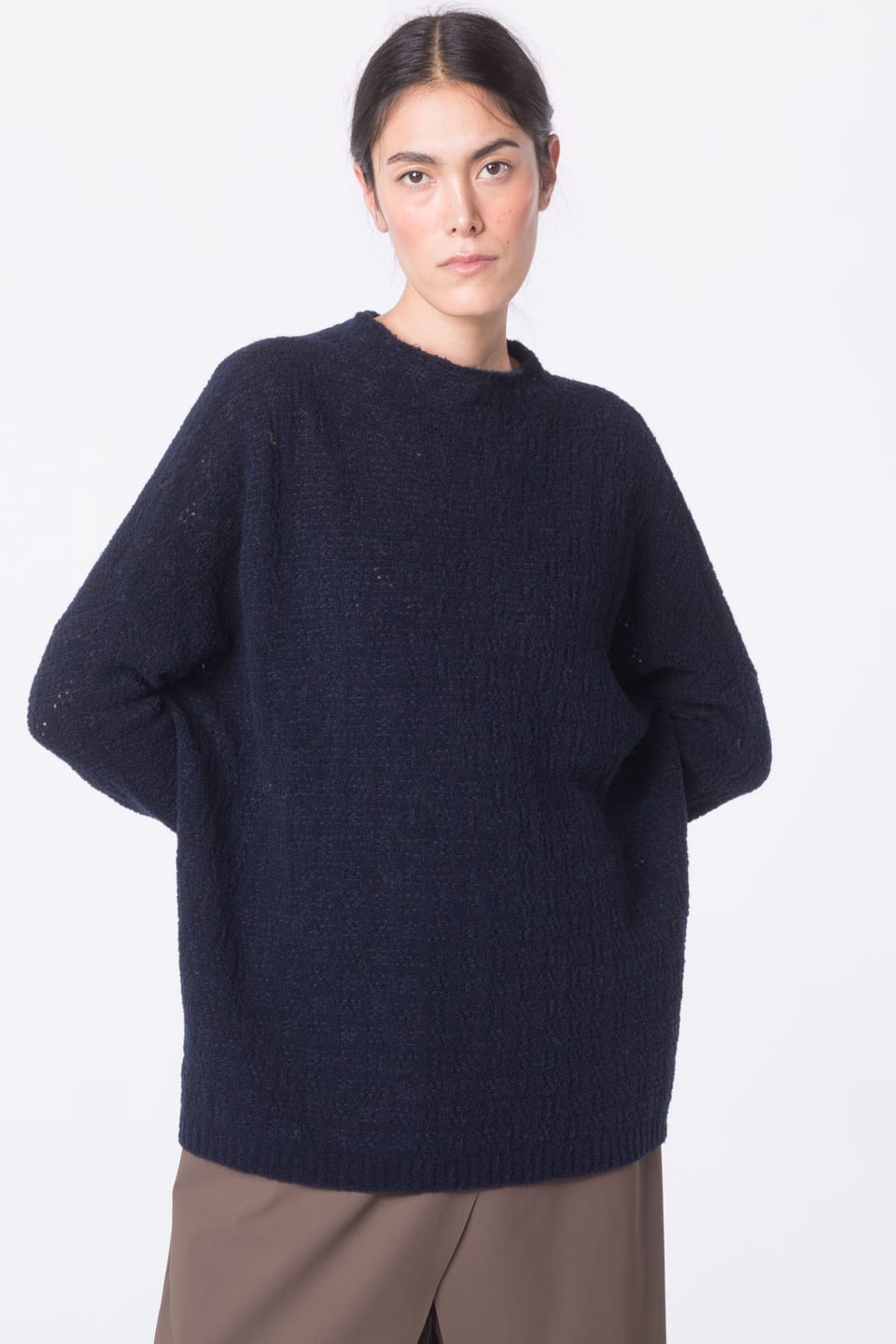 Pullover 437 - Bouclé virgin wool blend - 490NAVY - 10240713038