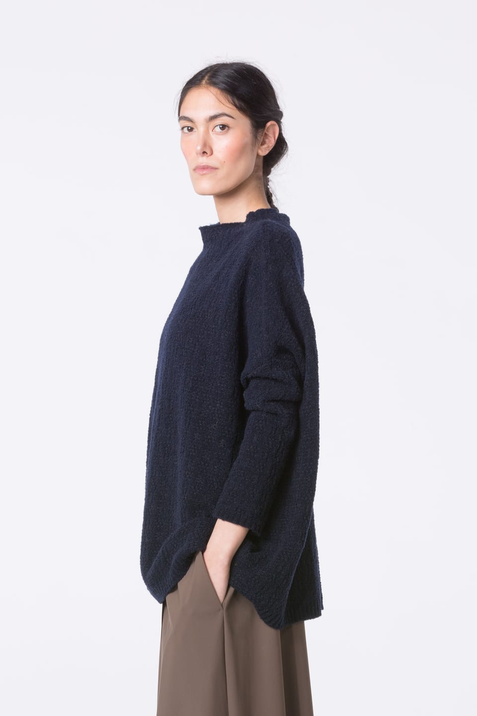 Pullover 437 - Bouclé virgin wool blend - 490NAVY - 10240713038