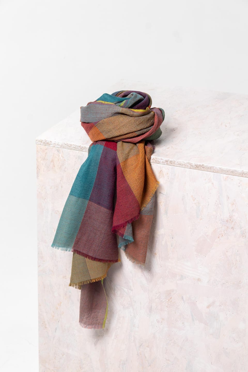 Scarf 407 - Wool cotton blend - 370WINE - 10240714007