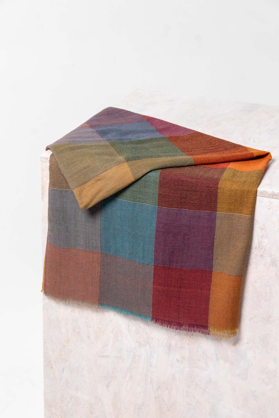 Scarf 407 - Wool cotton blend - 370WINE - 10240714007