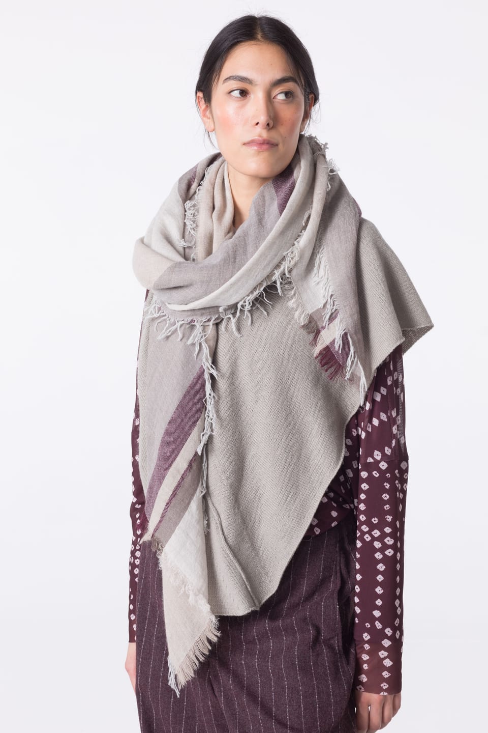 Scarf 409 - Virgin wool cotton blend - 120ECRU - 10240714009