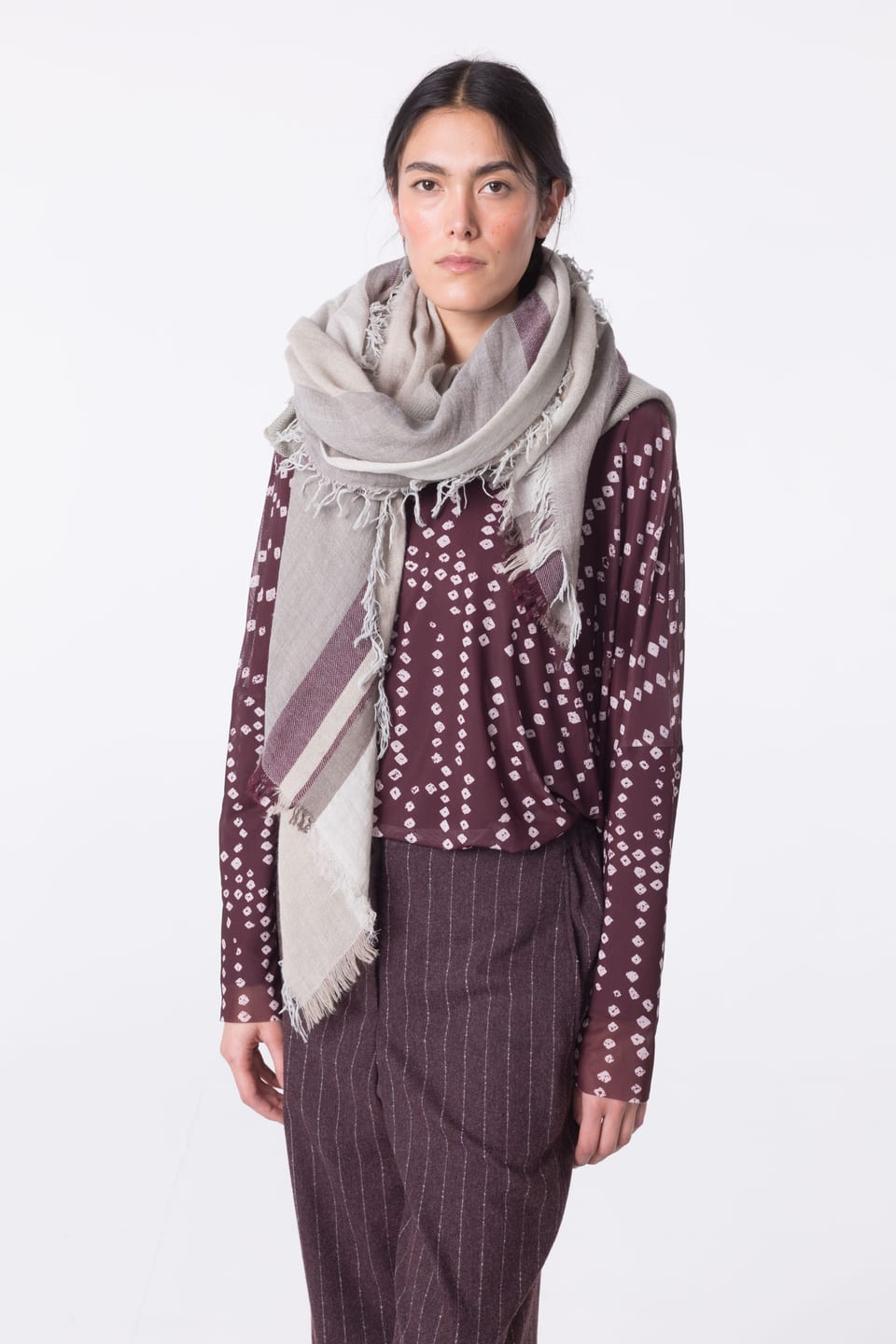 Scarf 409 - Virgin wool cotton blend - 120ECRU - 10240714009