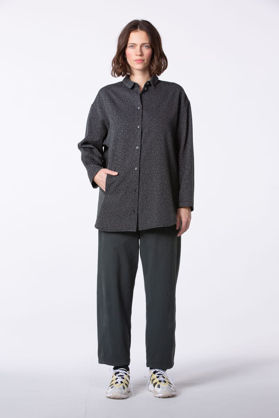 Trousers 403 - Cotton moleskin with stretch - 590JUNIPER - 60240710006